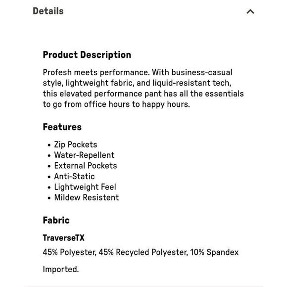 Fabletics Men's 32x32 Classic Fit Onyx Business Casual Style Lightweight - Picture 4 of 5